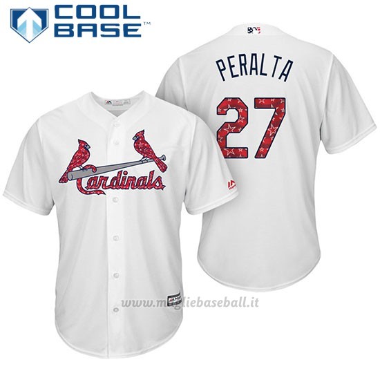 Maglia Baseball Uomo St. Louis Cardinals 2017 Estrellas y Rayas Jhonny Peralta Bianco Cool Base